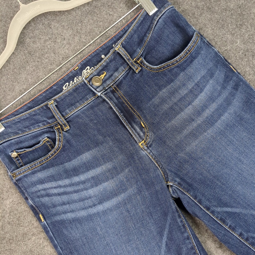 Eddie Bauer Slightly Curvy Slim Straight Jeans Womens 8 Dark Wash Blue Denim